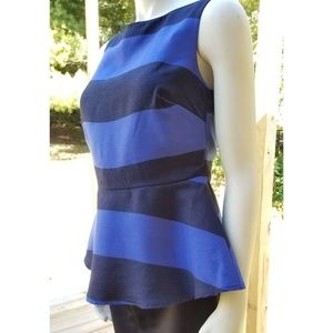 Banana Republic Deep Blue and Black Peplum Top, 2, GUC ✔️
